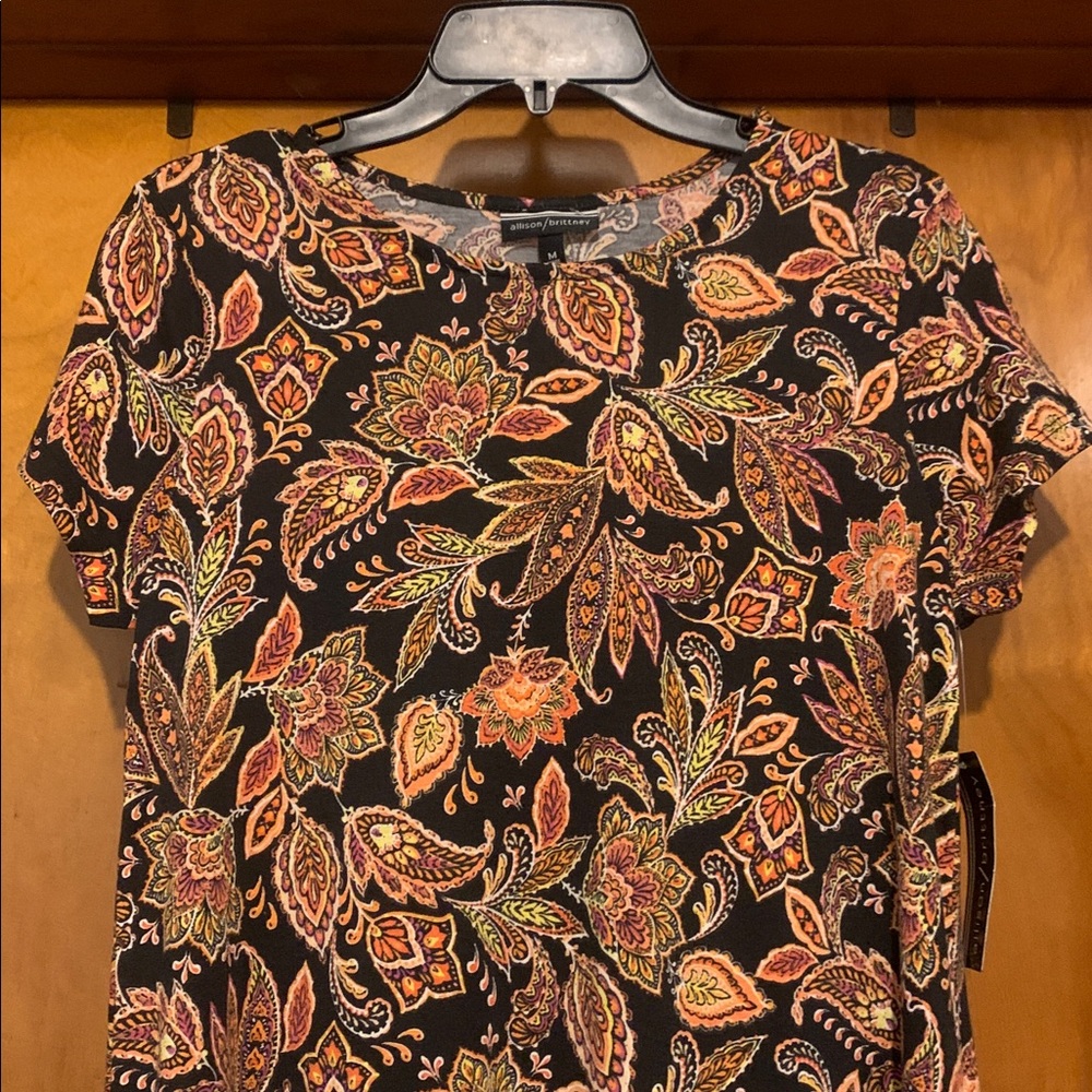 NWT Allison/Brittney Size M Black Floral Dress - Picture 4 of 6